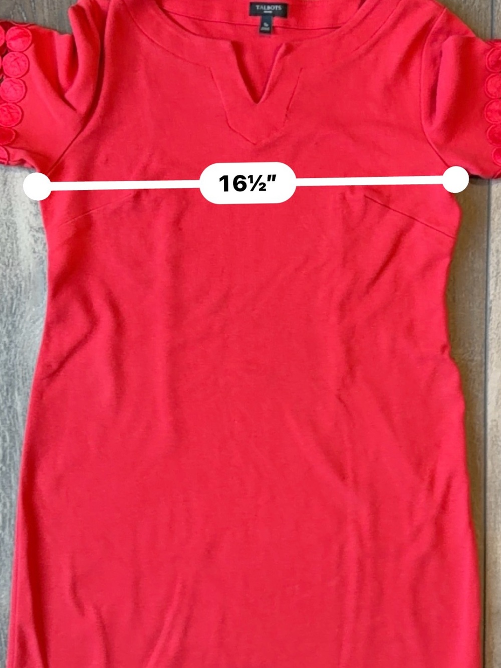 Talbots- Red Midi 100% CottonDress with Lace-Clip Sleeve Detail-Preppy Tailgate - Picture 6 of 8